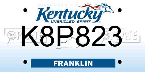 K8P823 Kentucky License Plate