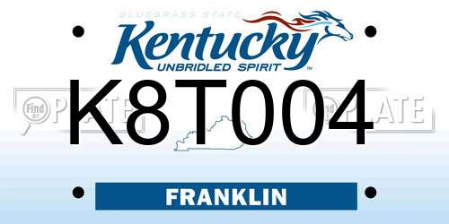 K8T004 Kentucky License Plate