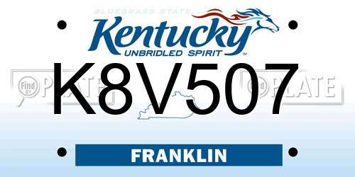 K8V507 Kentucky License Plate
