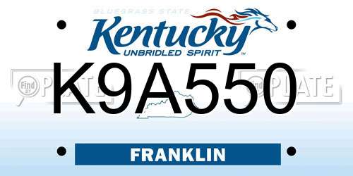 K9A550 Kentucky License Plate