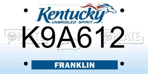 K9A612 Kentucky License Plate