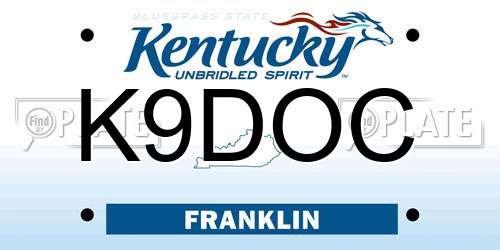 K9DOC Kentucky License Plate