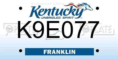 K9E077 Kentucky License Plate