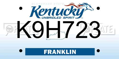 K9H723 Kentucky License Plate