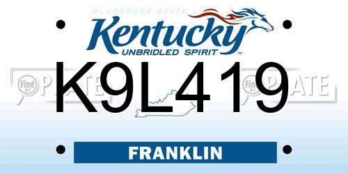 K9L419 Kentucky License Plate