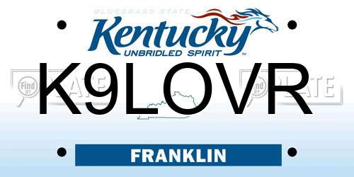 K9LOVR Kentucky License Plate