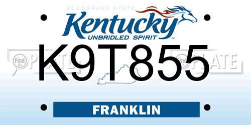 K9T855 Kentucky License Plate