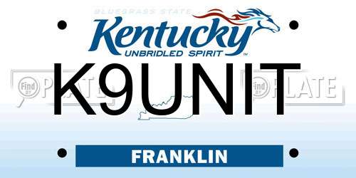 K9UNIT Kentucky License Plate
