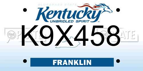 K9X458 Kentucky License Plate