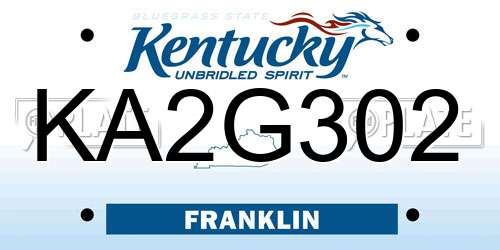 KA2G302 Kentucky License Plate