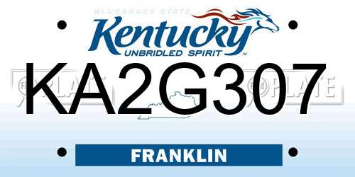 KA2G307 Kentucky License Plate
