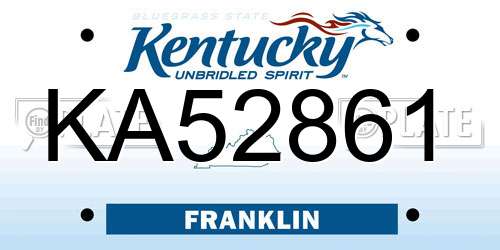 KA52861 Kentucky License Plate