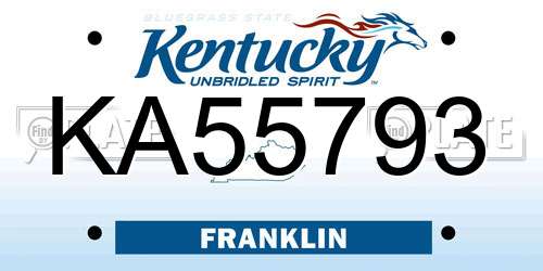 KA55793 Kentucky License Plate