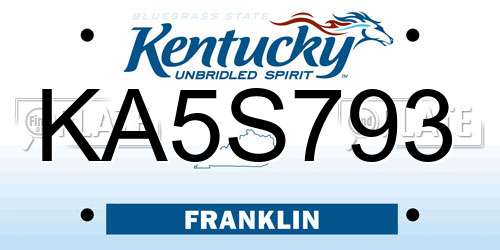 KA5S793 Kentucky License Plate