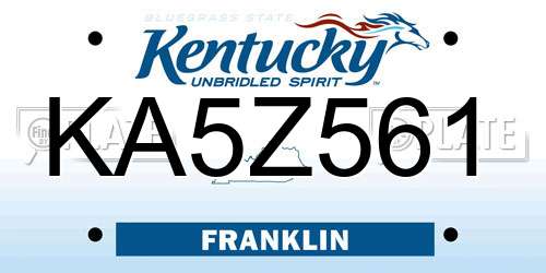 KA5Z561 Kentucky License Plate
