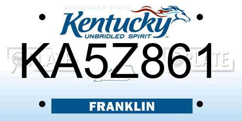 KA5Z861 Kentucky License Plate