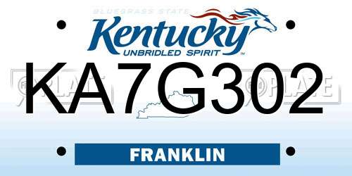 KA7G302 Kentucky License Plate