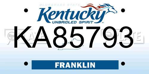 KA85793 Kentucky License Plate