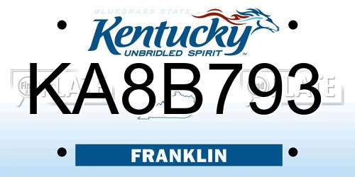 KA8B793 Kentucky License Plate