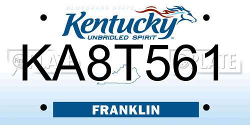 KA8T561 Kentucky License Plate