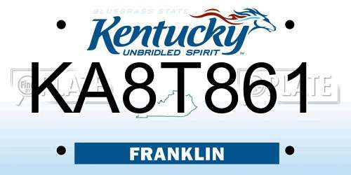 KA8T861 Kentucky License Plate