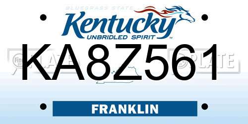 KA8Z561 Kentucky License Plate