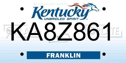KA8Z861 Kentucky License Plate