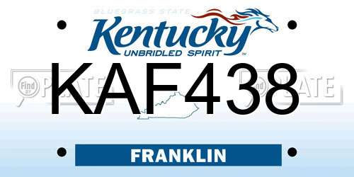 KAF438 Kentucky License Plate