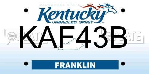 KAF43B Kentucky License Plate