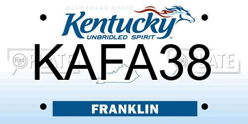 KAFA38 Kentucky License Plate