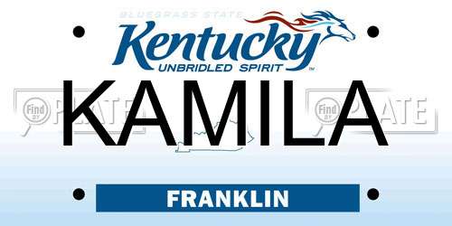 KAMILA Kentucky License Plate