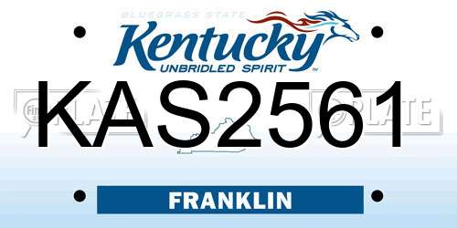 KAS2561 Kentucky License Plate
