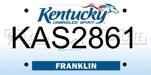 KAS2861 Kentucky License Plate