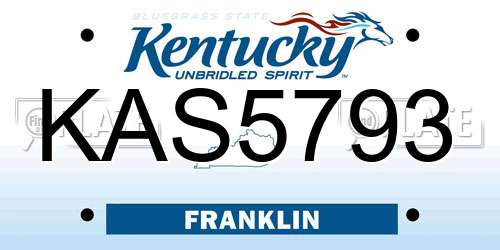 KAS5793 Kentucky License Plate