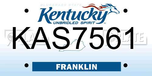 KAS7561 Kentucky License Plate