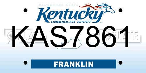 KAS7861 Kentucky License Plate