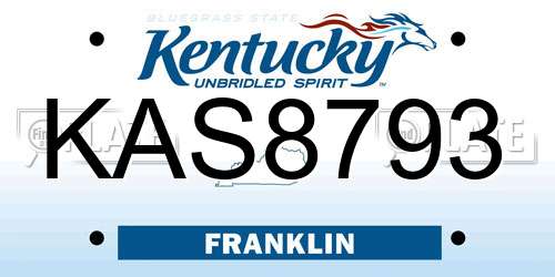 KAS8793 Kentucky License Plate
