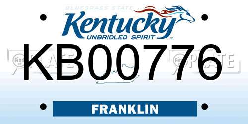 KB00776 Kentucky License Plate