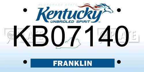 KB07140 Kentucky License Plate