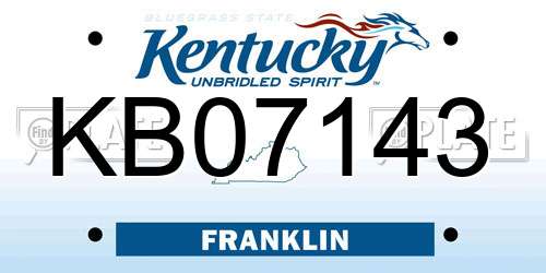 KB07143 Kentucky License Plate