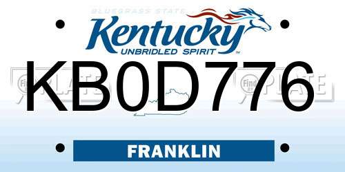 KB0D776 Kentucky License Plate