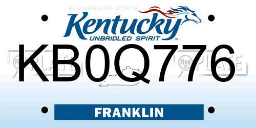 KB0Q776 Kentucky License Plate