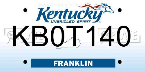 KB0T140 Kentucky License Plate