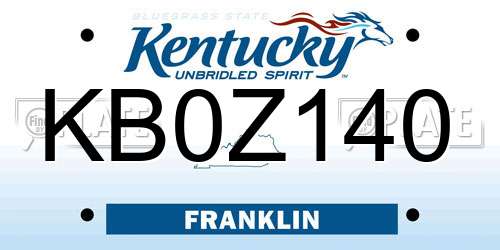 KB0Z140 Kentucky License Plate