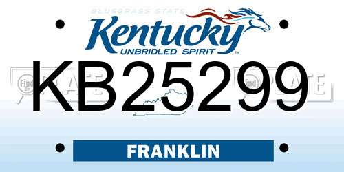 KB25299 Kentucky License Plate