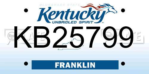 KB25799 Kentucky License Plate