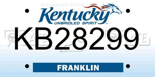 KB28299 Kentucky License Plate