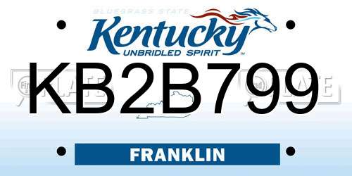 KB2B799 Kentucky License Plate