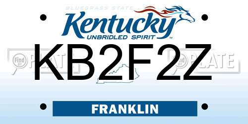 KB2F2Z Kentucky License Plate