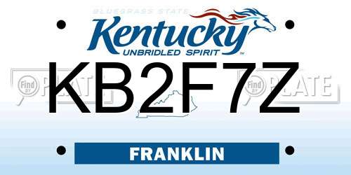 KB2F7Z Kentucky License Plate
